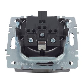 BRITE Розетка 1-местная с заземлением с защитными шторками и крышкой 16А IP20 сталь