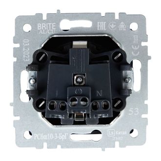 BRITE Розетка 1-местная с заземлением с защитными шторками и крышкой 16А IP20 графит
