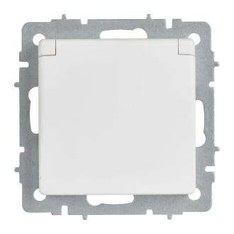 BRITE Розетка 1-местная с заземлением с защитными шторками и крышкой 16А IP20 арктический белый