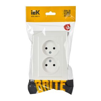 BRITE Розетка 2-местная без заземления без защитных шторок 10А в сборе белый