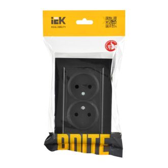 BRITE Розетка 2-местная без заземления без защитных шторок 10А в сборе черный