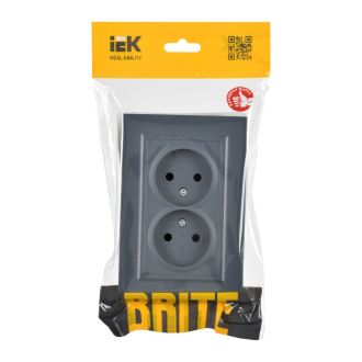 BRITE Розетка 2-местная без заземления без защитных шторок 10А в сборе маренго