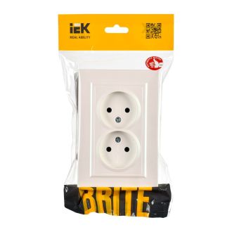 BRITE Розетка 2-местная без заземления без защитных шторок 10А в сборе жемчуг