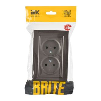 BRITE Розетка 2-местная без заземления без защитных шторок 10А в сборе темная бронза