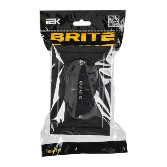 BRITE Розетка 2-местная с заземлением без защитных шторок 16А безвинтовое крепление в сборе черный