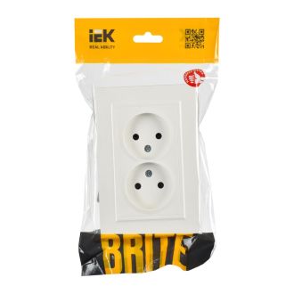 BRITE Розетка 2-местная без заземления с защитными шторками 10А в сборе белый