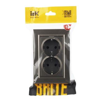 BRITE Розетка 2-местная с заземлением с защитными шторками 16А в сборе шампань