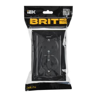 BRITE Розетка 2-местная с заземлением без защитных шторок плоская 16А в сборе черный