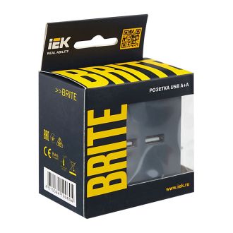 BRITE Розетка USB A+A 5В 3,1А маренго