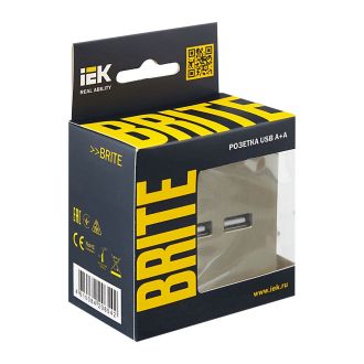 BRITE Розетка USB A+A 5В 3,1А шампань