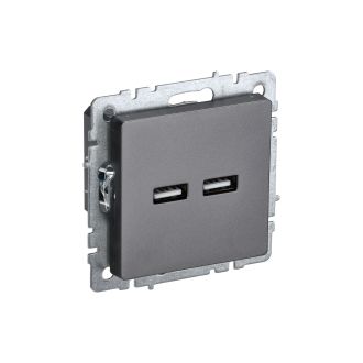 BRITE Розетка USB A+A 5В 3,1А сталь
