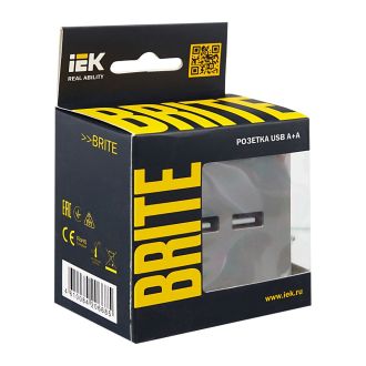 BRITE Розетка USB A+A 5В 3,1А сталь