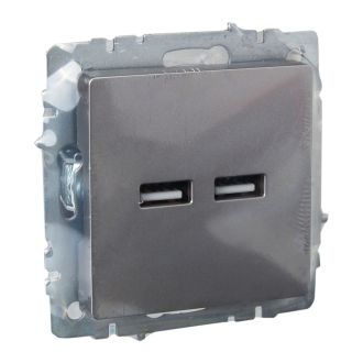 BRITE Розетка USB A+A 5В 3,1А сталь