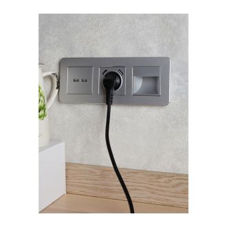 BRITE Розетка USB A+A 5В 3,1А алюминий