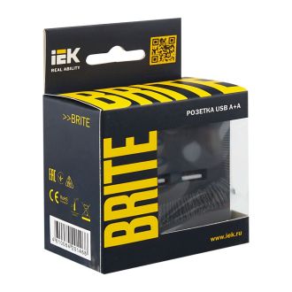 BRITE Розетка USB A+A 5В 3,1А графит