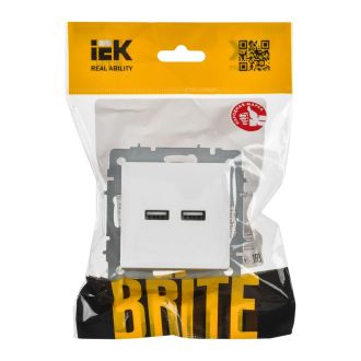 BRITE Розетка USB A+A 5В 3,1А арктический белый