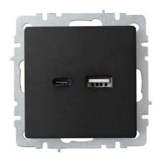 BRITE Розетка USB A+C 18Вт черный