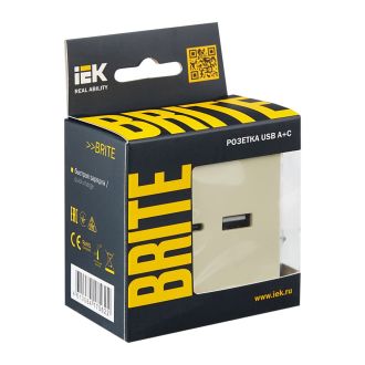 BRITE Розетка USB A+C 18Вт бежевый