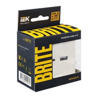 BRITE Розетка USB A+C 18Вт жемчуг