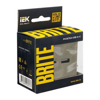 BRITE Розетка USB A+C 18Вт шампань