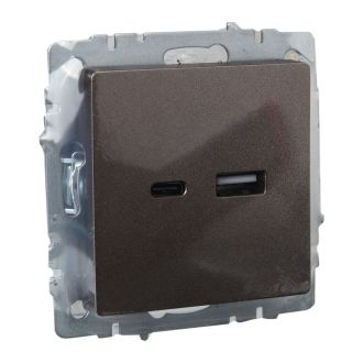 BRITE Розетка USB A+C 18Вт темная бронза