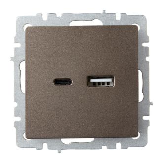 BRITE Розетка USB A+C 18Вт темная бронза