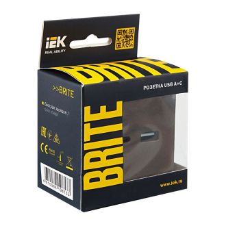 BRITE Розетка USB A+C 18Вт темная бронза