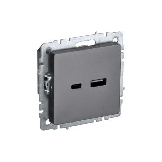 BRITE Розетка USB A+C 18Вт сталь