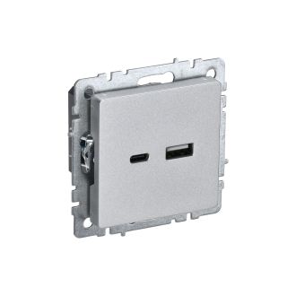 BRITE Розетка USB A+C 18Вт алюминий