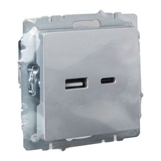 BRITE Розетка USB A+C 18Вт алюминий