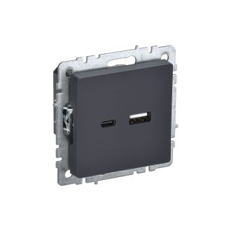 BRITE Розетка USB A+C 18Вт графит