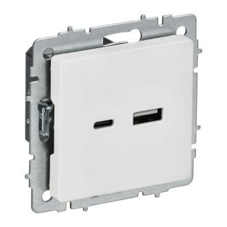 BRITE Розетка USB A+C 18Вт арктический белый