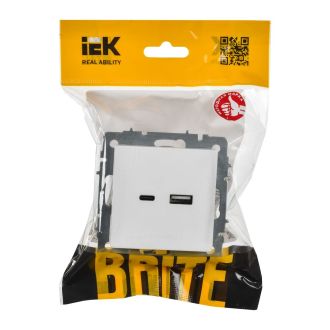 BRITE Розетка USB A+C 18Вт арктический белый