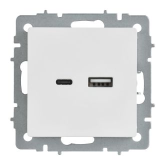 BRITE Розетка USB A+C 18Вт арктический белый