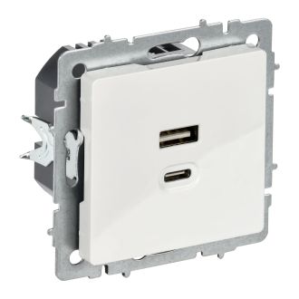 BRITE Розетка USB A+C 45Вт высокоскоростная зарядка белый