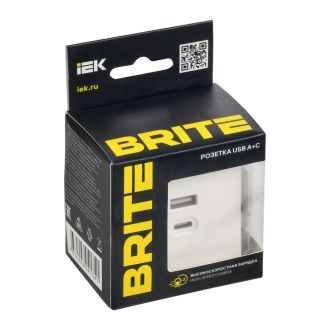 BRITE Розетка USB A+C 45Вт высокоскоростная зарядка белый