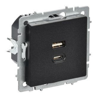 BRITE Розетка USB A+C 45Вт высокоскоростная зарядка черный
