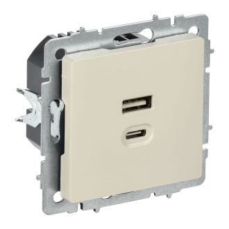 BRITE Розетка USB A+C 45Вт высокоскоростная зарядка бежевый