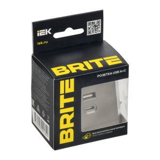 BRITE Розетка USB A+C 45Вт высокоскоростная зарядка шампань