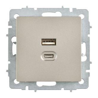 BRITE Розетка USB A+C 45Вт высокоскоростная зарядка шампань