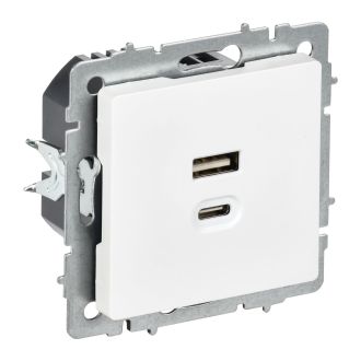 BRITE Розетка USB A+C 45Вт высокоскоростная зарядка арктический белый