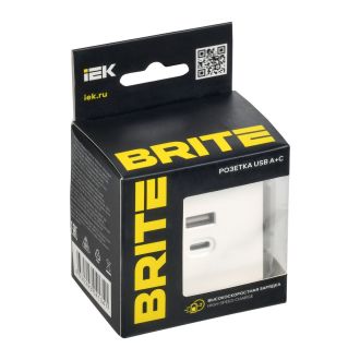 BRITE Розетка USB A+C 45Вт высокоскоростная зарядка арктический белый