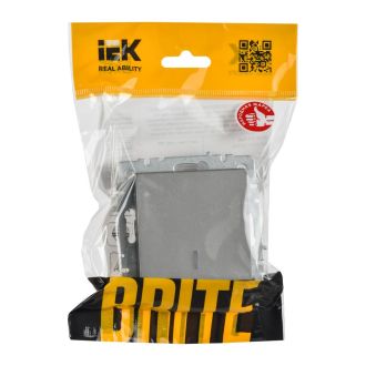 BRITE Выключатель 1-клавишный с индикацией 10А сталь