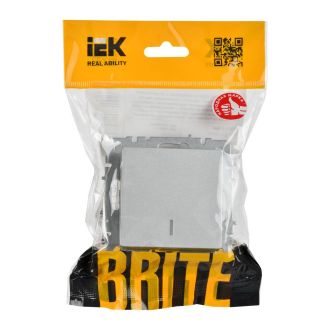 BRITE Выключатель 1-клавишный с индикацией 10А алюминий
