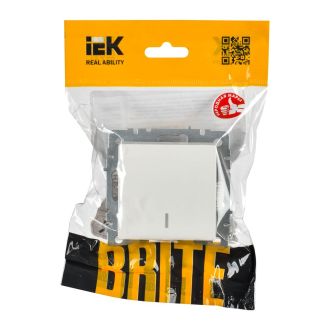 BRITE Выключатель 1-клавишный проходной с индикацией 10А белый