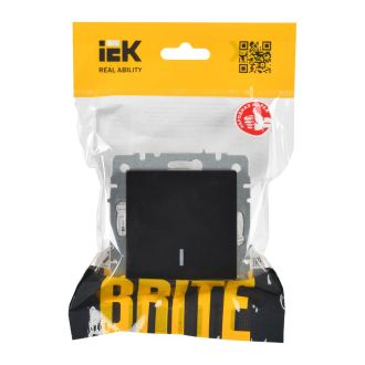 BRITE Выключатель 1-клавишный проходной с индикацией 10А черный