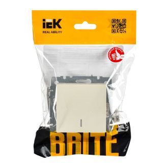BRITE Выключатель 1-клавишный проходной с индикацией 10А бежевый