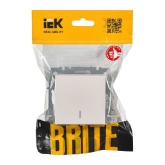 BRITE Выключатель 1-клавишный проходной с индикацией 10А жемчуг