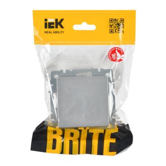 BRITE Выключатель 1-клавишный проходной с индикацией 10А алюминий
