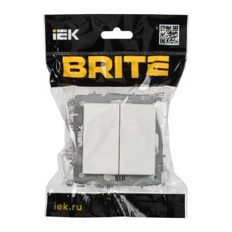 BRITE Выключатель 2-клавишный 10А безвинтовое крепление белый
